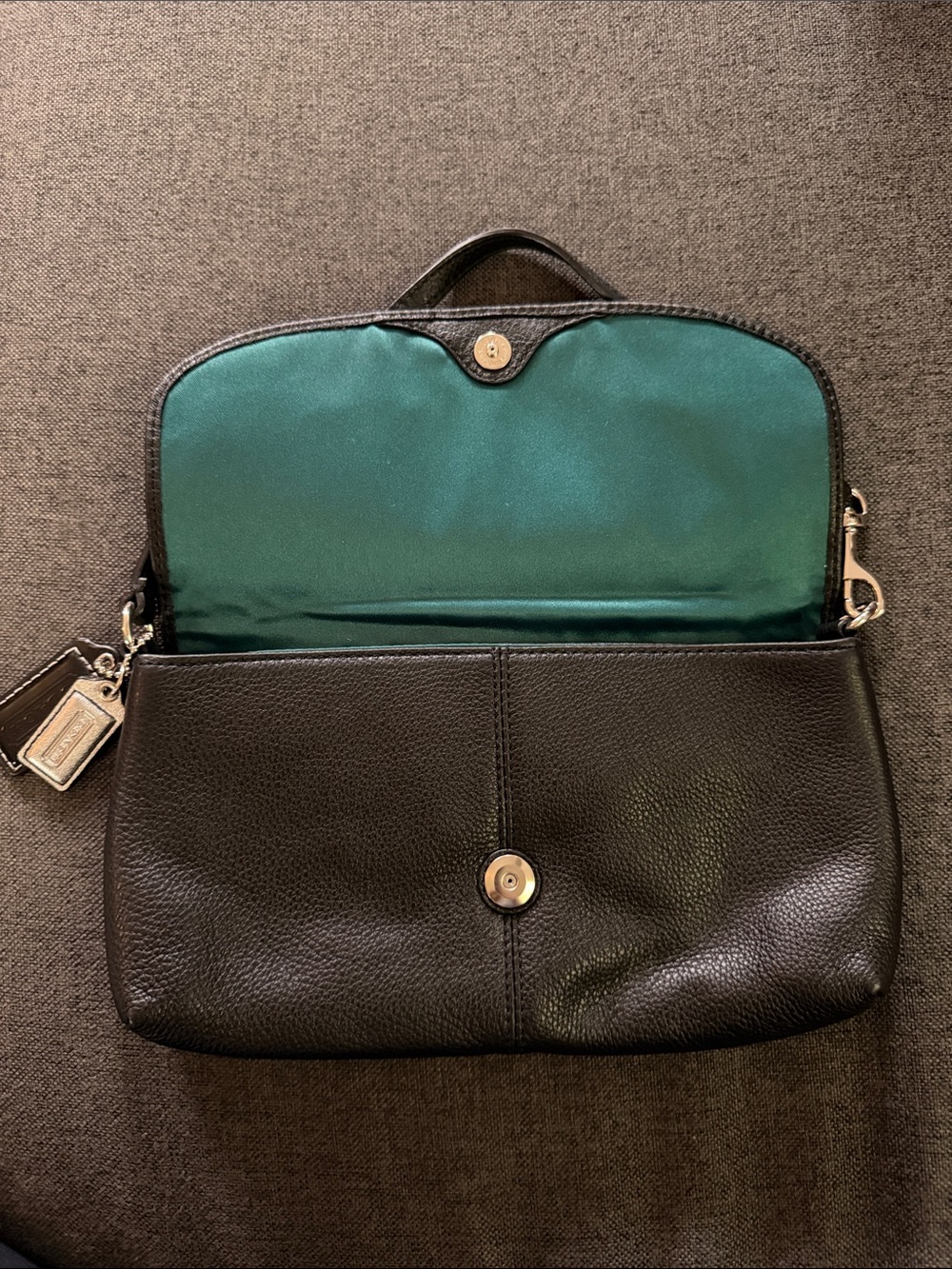 Coach Black Leather Wristlet Clutch with Silver Logo Hardware - Picture 3 of 9